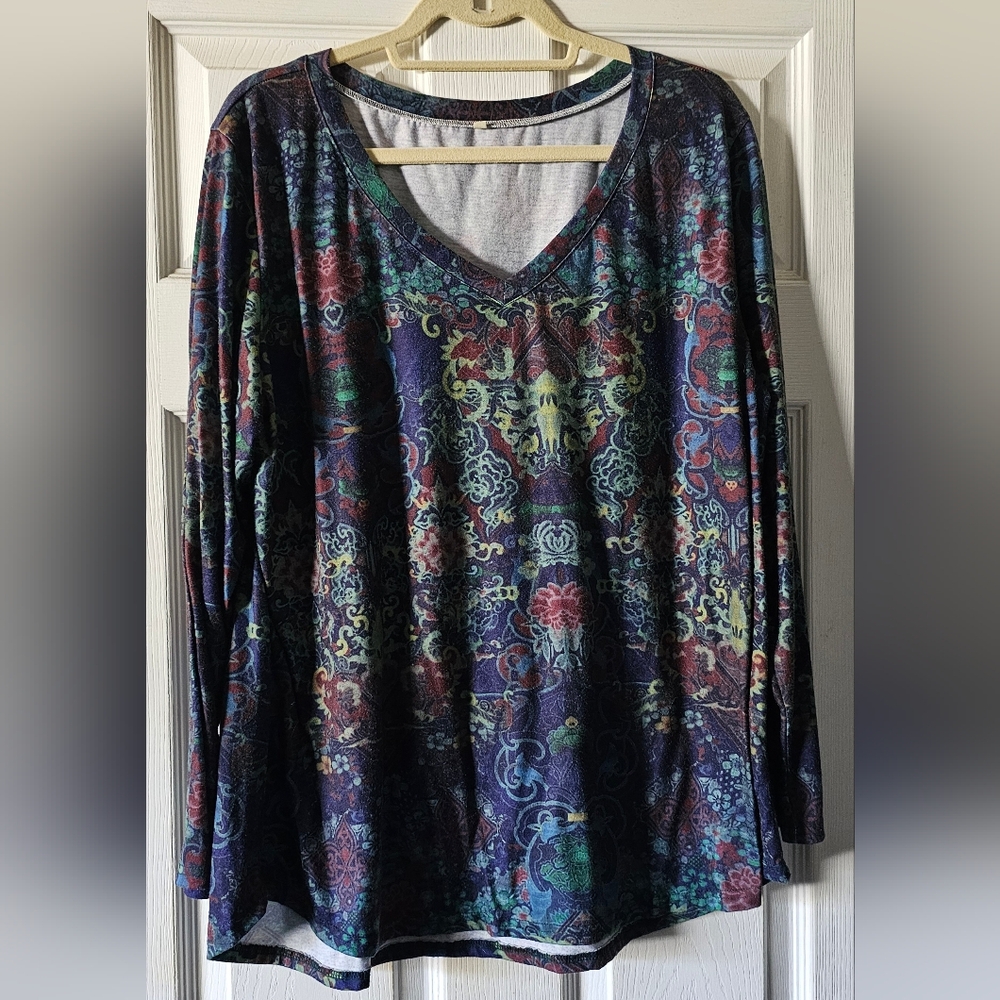 Vibrant Floral Long Sleeve Women's Top